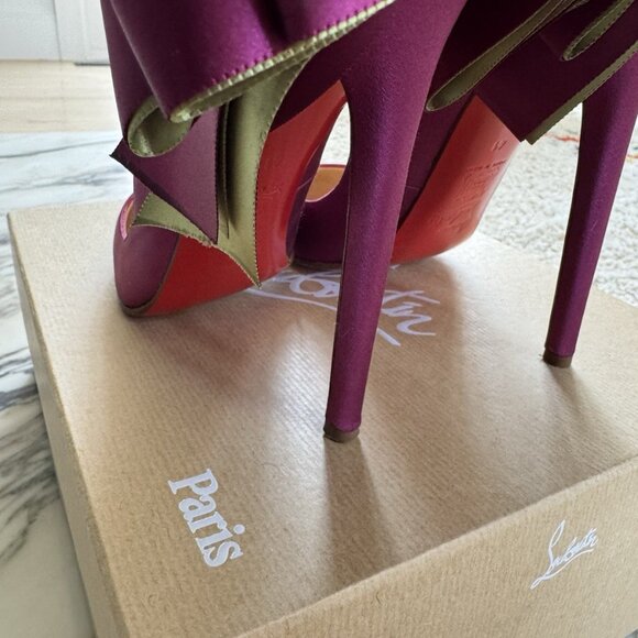 Christian Louboutin Fuschia Satin Anemone Stiletto Heels - Picture 7 of 15